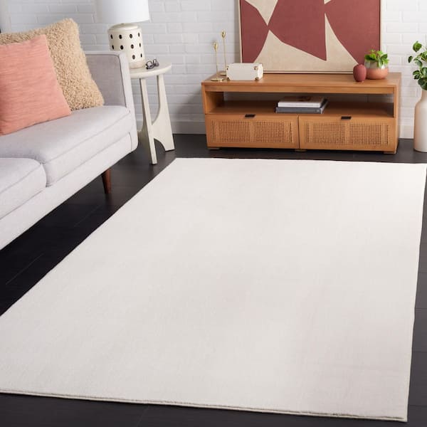Loft Ivory 3 ft. x 5 ft. Machine Washable Modern Solid Area Rug