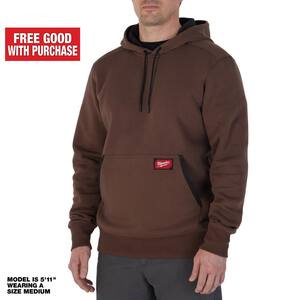 Men's Medium Brown Midweight Cotton/Polyester Long-Sleeve Pullover Hoodie