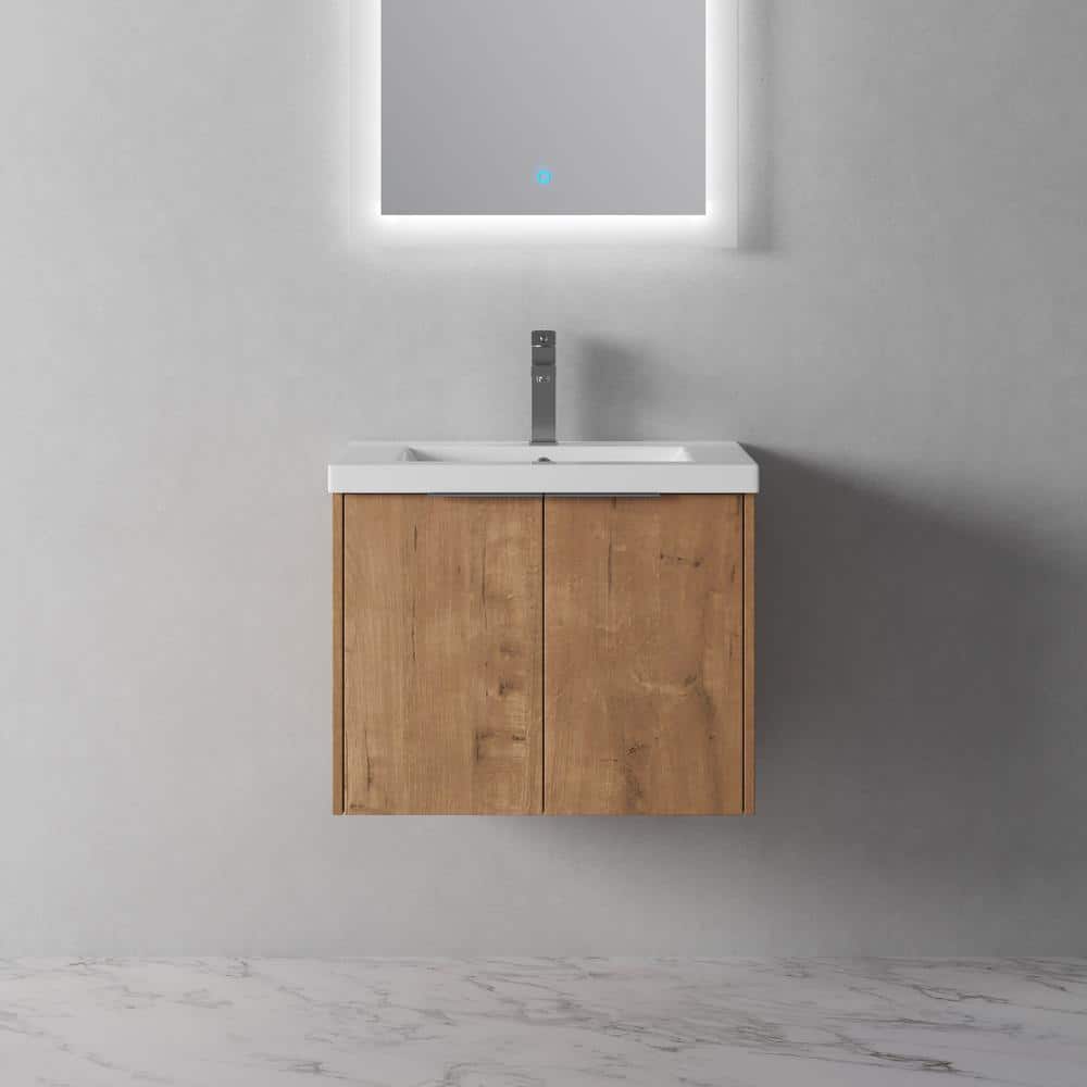 24 in. W x 18 in. D x 20 in. H Single Sink Wall Mounted Bath Vanity in Imit