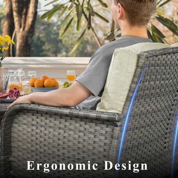 XIZZI Aster Gray Wicker Outdoor Patio Stationary Lounge Chair with