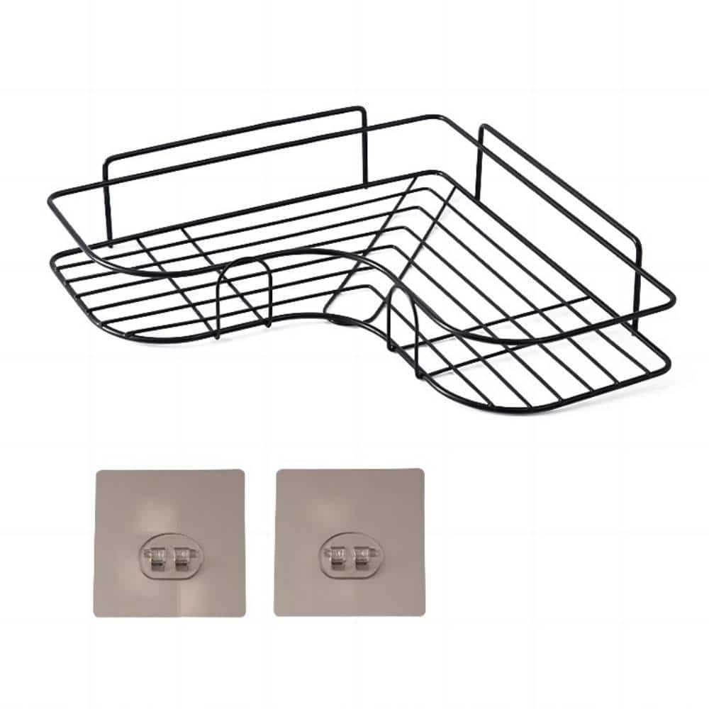 Corner Shelves - Wall Mounted Kitchen Bathroom Organizer Storage Holder Rack, Black