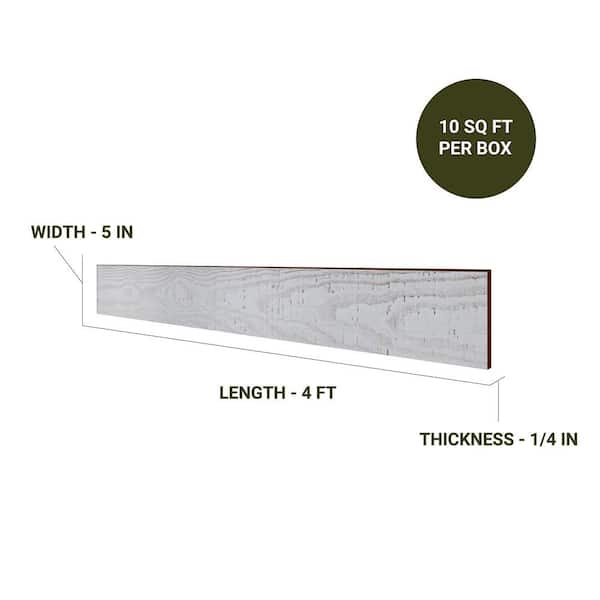 Thermo-Treated 1/4 in. x 5 in. x 4 ft. Pearl Warp Resistant Barn Wood Wall Planks (10 sq. ft. per 6-Pack)