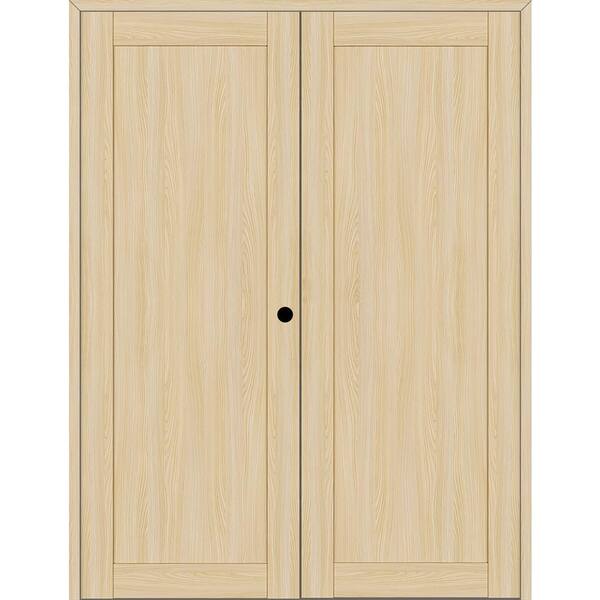 Belldinni 1 Panel Shaker 60 in. x 96 in. Left Active Loire Ash Wood Composite Double Prehung Interior Door
