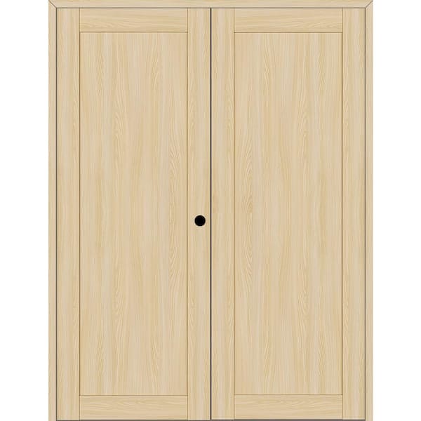 Belldinni 1-Panel Shaker 72 in. x 80 in. Left Active Loire Ash Wood Composite Double Prehung Interior Door
