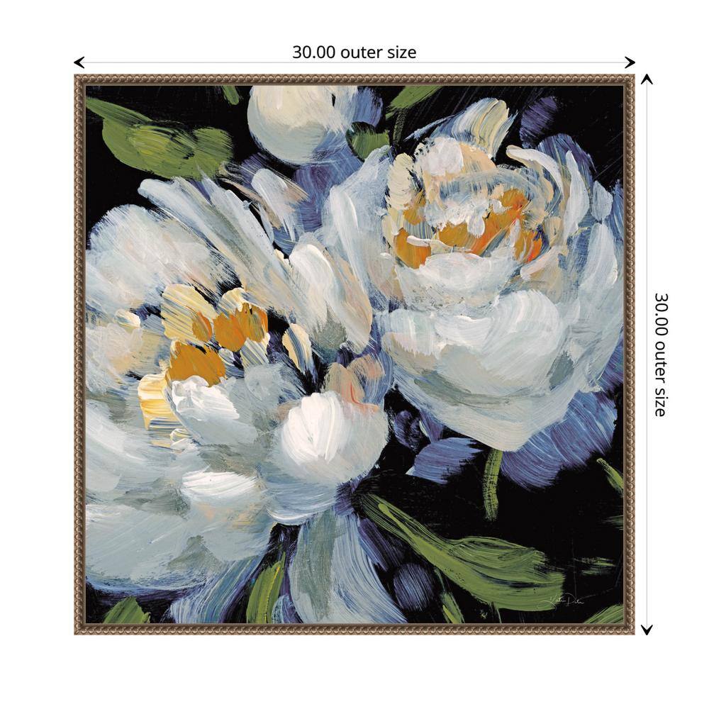 Beaded Bronze Framed Impressionist Peony Canvas Wall Art