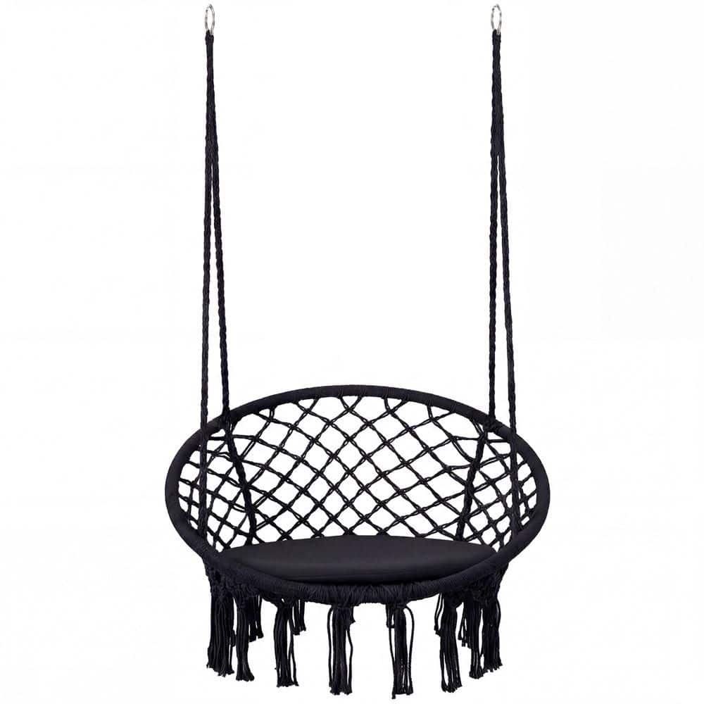Swing Chair, Hammock Chair with Round Seat Cushion, Indoor & Outdoor Boho Chair Black price history on PriceWatchPro