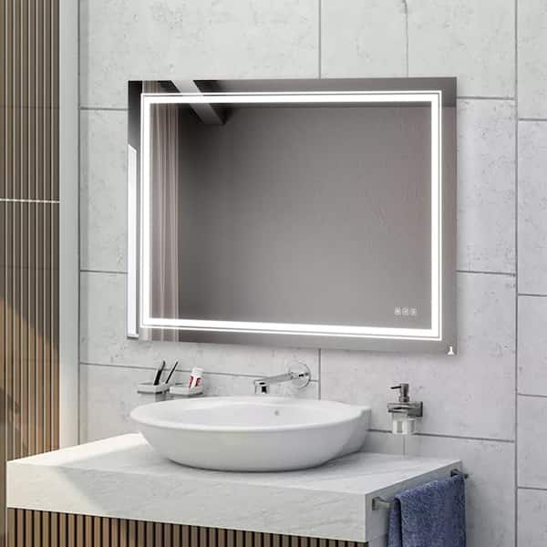 48 in. W x 36 in. H Rectangular Aluminum Framed Wall Bathroom Vanity Mirror  in Clear with Dimmable & Anti-Fog Function MSWY-1 - The Home Depot