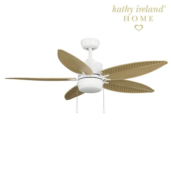 52 in. Olena Indoor/Outdoor Matte White Downrod Ceiling Fan with White Adjustable LED Light and Pull Chains