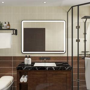 48 in. x 36 in. Rectangular Aluminum Framed Wall Mount LED Bathroom Vanity Mirror in Matte Black, Dimmable Front Light