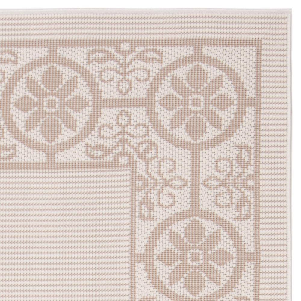 Ivory Beige Floral Reversible Synthetic 9' x 12' Area Rug
