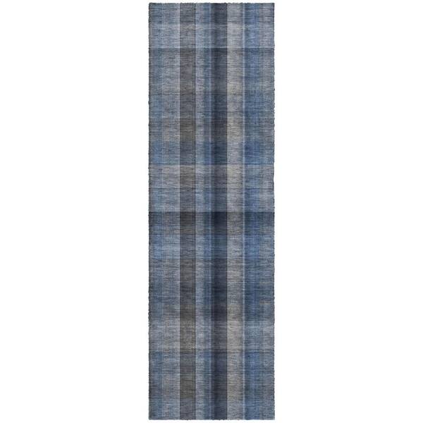 Dream Shag Premium Machine Washable Abstract ADS548 Blue 2 ft. x 7 ft. Runner Rug