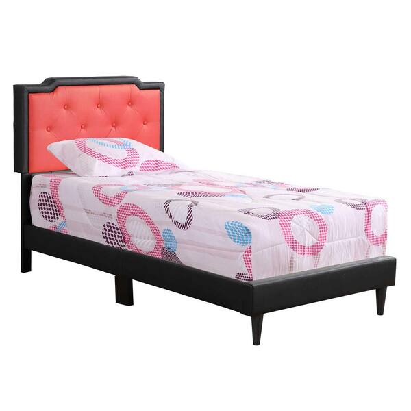 AndMakers Deb Jewel Black and Orange Tufted Twin Panel Bed
