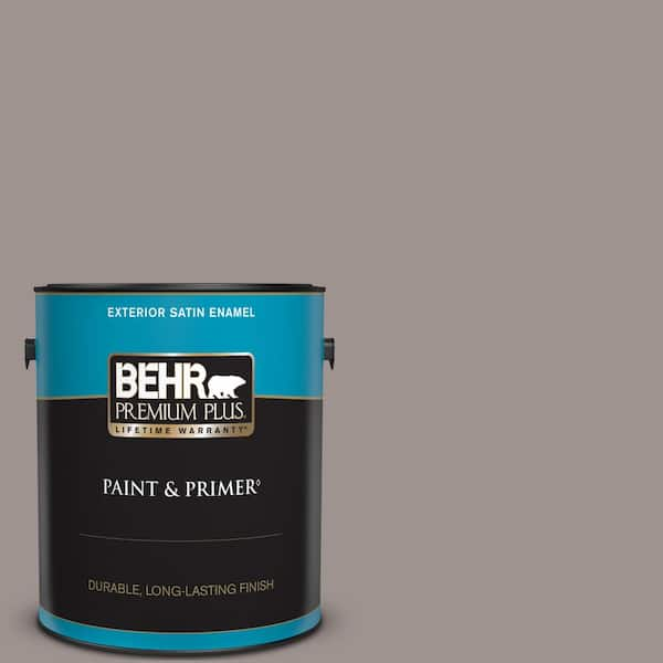 BEHR PREMIUM PLUS 1 gal. #N140-4 Tavern Taupe Satin Enamel Exterior Paint & Primer