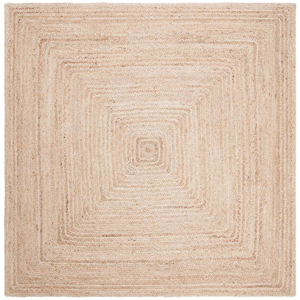 Handwoven Coastal Charm 60'' Natural Jute Square Area Rug
