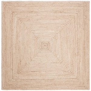 Cape Cod Natural 10 ft. x 10 ft. Square Solid Color Border Area Rug