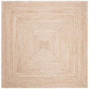 Cape Cod Natural 9 ft. x 9 ft. Solid Color Border Square Area Rug