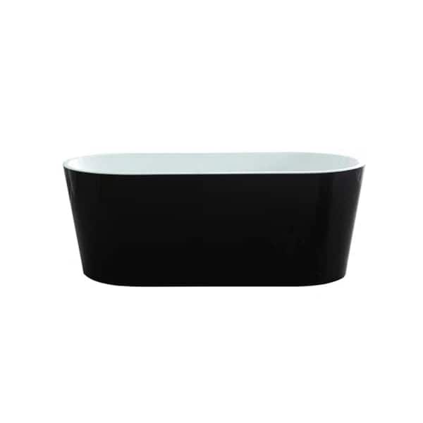 castellousa Scarlett 66.53 in. x 31.49 in. Soaking Bathtub with Center Drain in Black and White