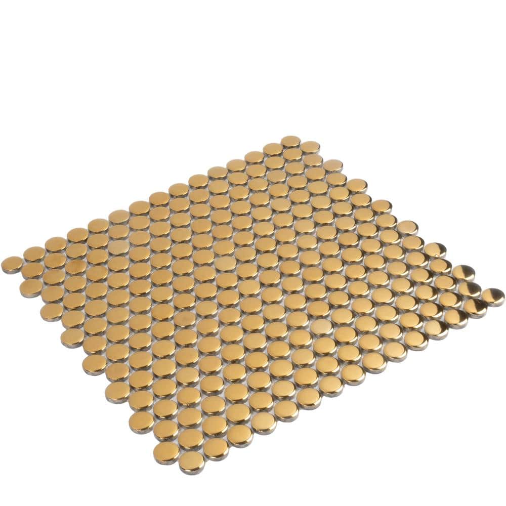 Cirkel Gold Glossy Porcelain Penny Tile Mosaic Sheet