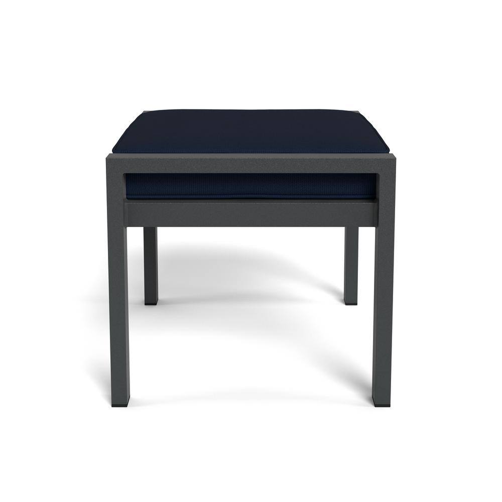 Lakeview Industrial Modern Aluminum Ottoman with Navy Sunbrella® Cushion