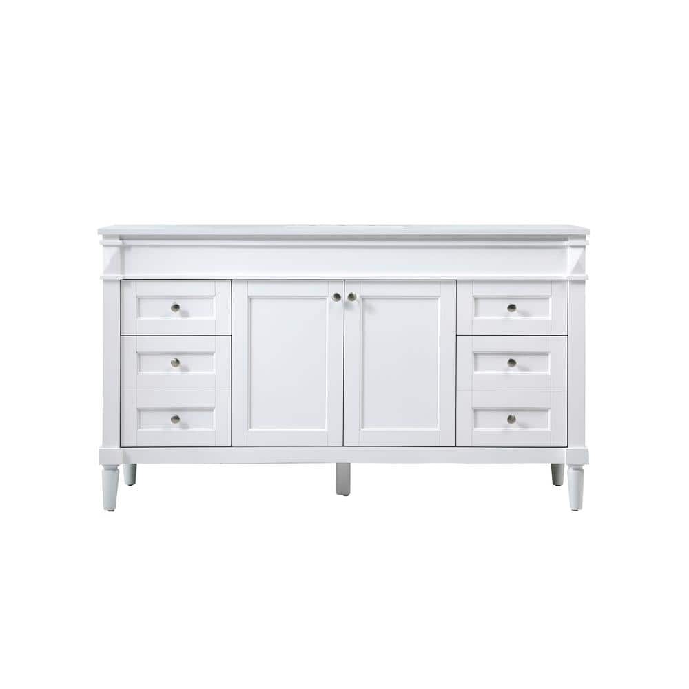 Simply Living 60 in. W x 21 in. D x 35 in. H Bath Vanity in White with Ivor