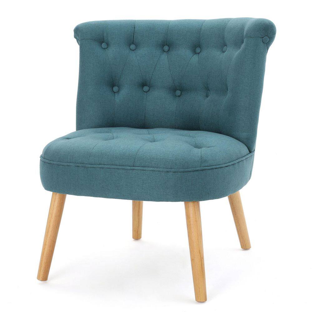 1-Piece Teal Mid-Century Tufted Accent Chair with Plush Cushions, Stylish L