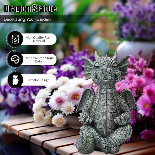 Garden Dragon Statue Decor-Meditation Dragon Sculpture Figurine