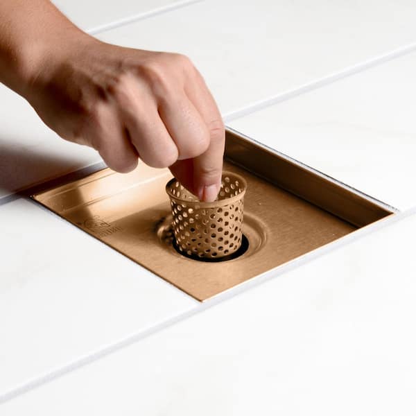 4~ Tile-In Square Shower Drain in Champagne Bronze DT062412-CZ