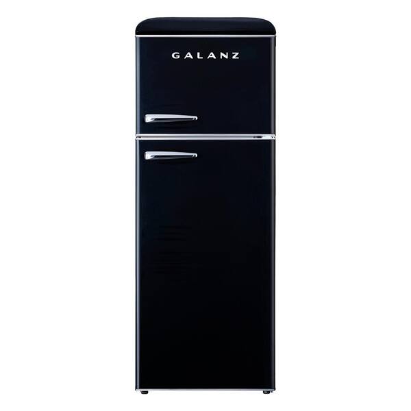 Galanz 7.6 cu.ft. Retro Mini Refrigerator with Dual Door and True Freezer in Black