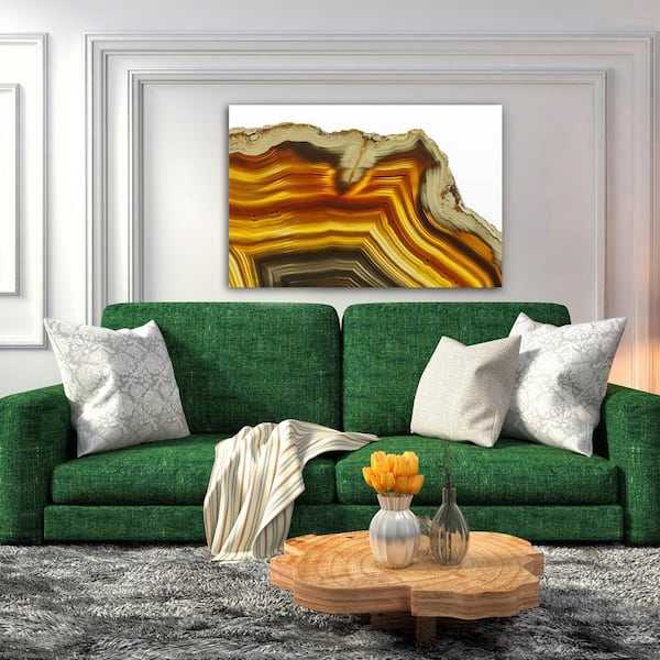 Empire Art Direct "Golden Brown Agate" Frameless Free Floating Tempered Glass Panel Graphic Wall Art