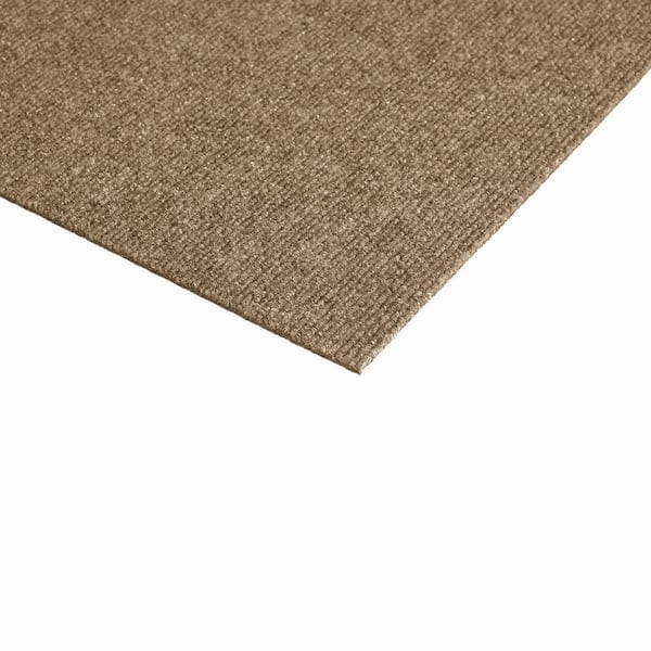 Inspirations - Taupe Ribbed - Brown Residential 18 x 18 in. Peel and Stick Carpet Tile Square (36 sq. ft.)