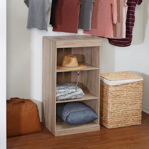 21.38 in. W Brown Freestanding Stackable 2-Shelf Wood Closet System Unit