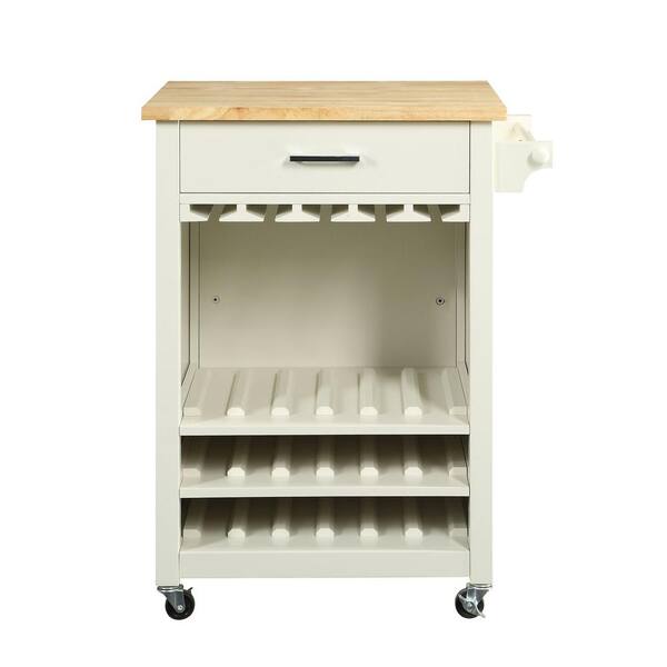 USL Macie 18-Bottle Polar White Bar Cart