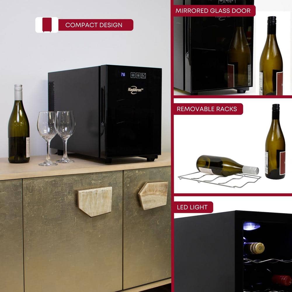 Black Thermoelectric Freestanding Wine Cooler with UV Glass Door
