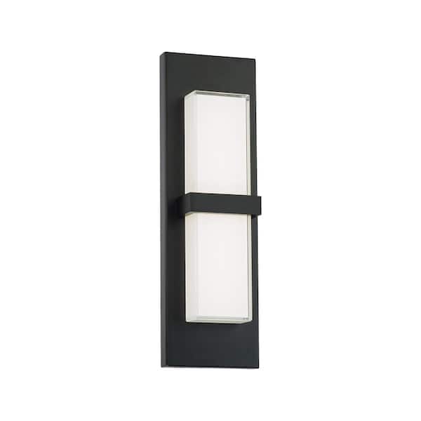 WAC Lighting Bandeau Black Indoor/Outdoor Hardwired Coach Sconce with Color Selectable Integrated LED
