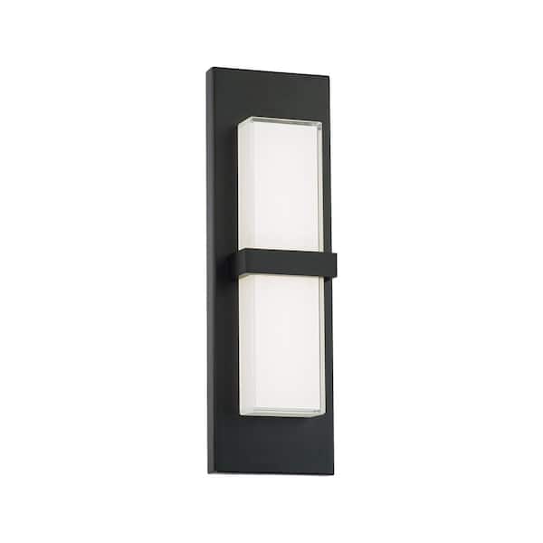 Unbranded Bandeau Black Indoor/Outdoor Hardwired Coach Sconce with Color Selectable Integrated LED