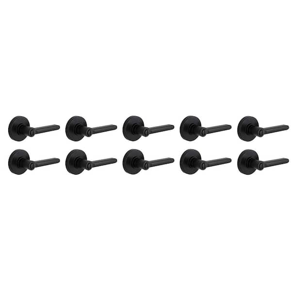 Tonebridge Matte Black Bed/Bath Door Lever with Round Rose 10-Pack