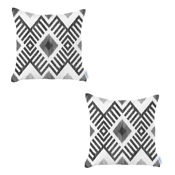 MIKE & Co. NEW YORK Ikat (Set of 2) Gray Square 18 in. x 18 in. Boho Throw Pillow Covers