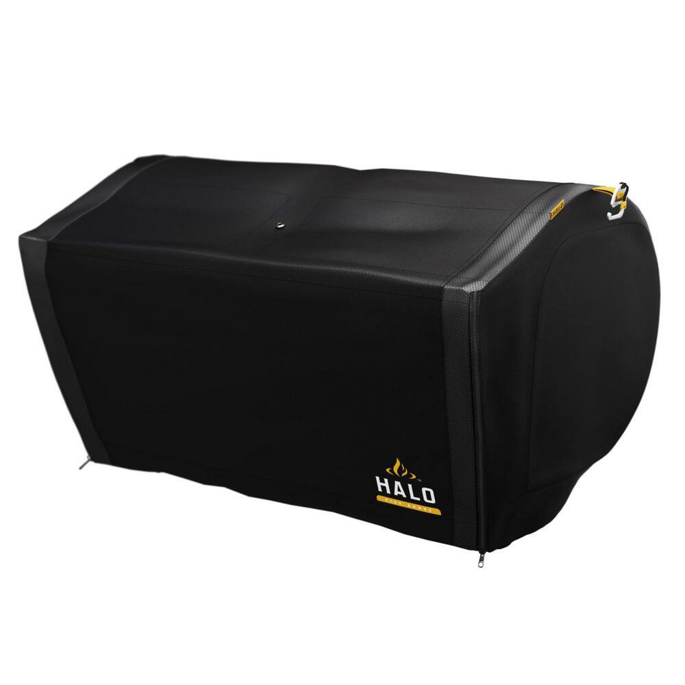 HALO Prime300 Pellet Grill Cover, Foldable Hangable Weatherproof PVC Coated Custom Fit Protective Travel & Storage Cover, Black