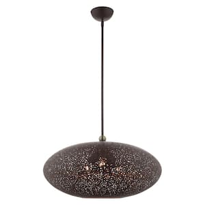 Charlton 3 Light Bronze with Antique Brass Accents Pendant