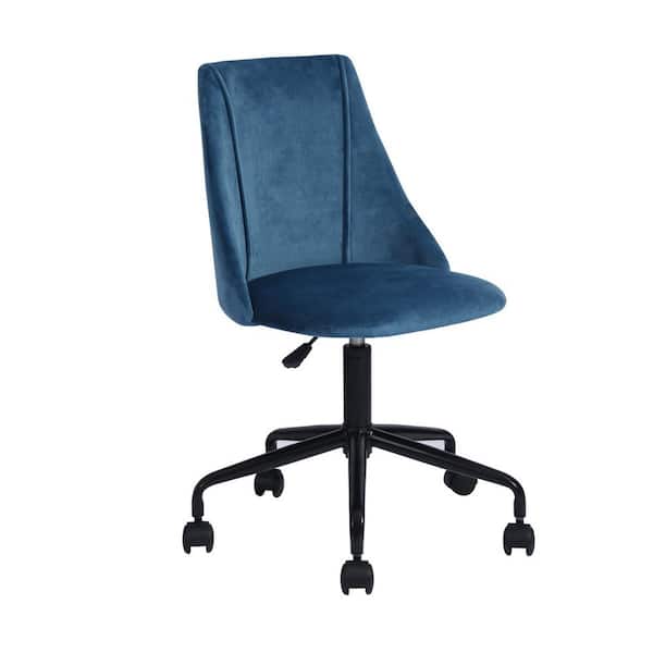 FurnitureR 19.7 in. Width Standard Blue Upholstery Task Chair with Adjustable Height