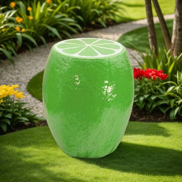 14 in. Resin Green Lemon Fruit Table, Home Decor Plant Stand