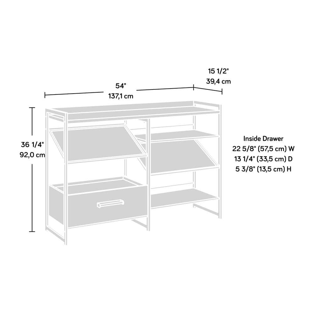 36.25" Barrel Oak Adjustable Bookcase with Metal Frame