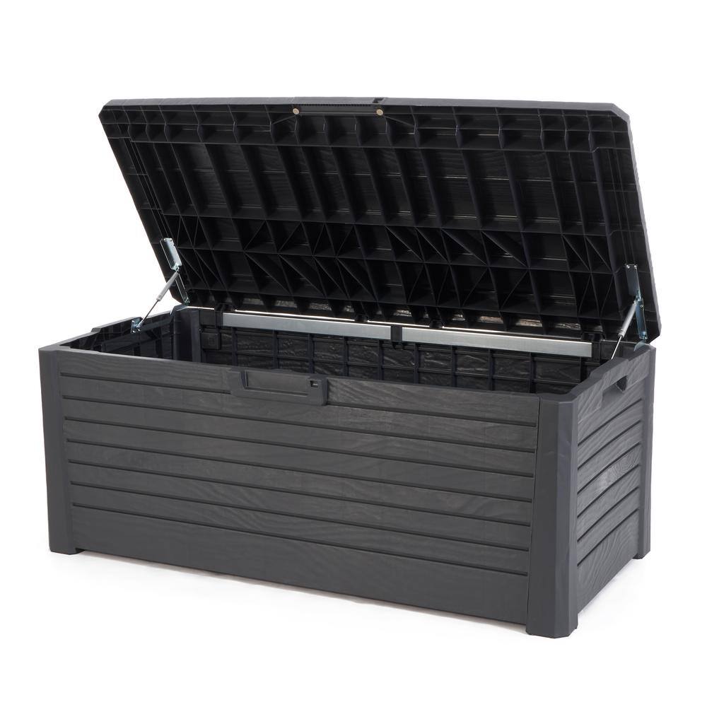 Toomax Florida Gray UV Resistant Lockable Deck Storage Box Bench, 145 Gal