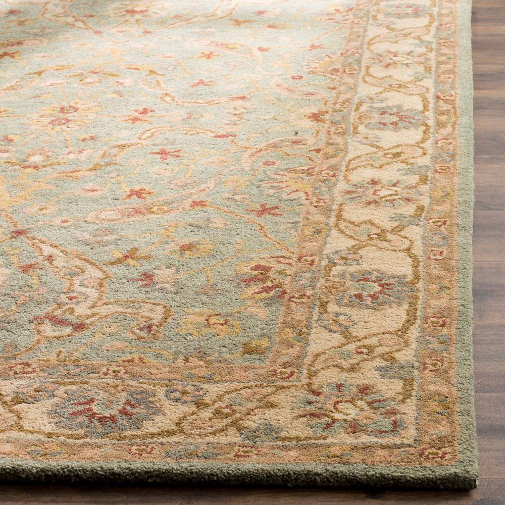Teal and Beige Hand-Tufted Wool Area Rug, 3' x 5'