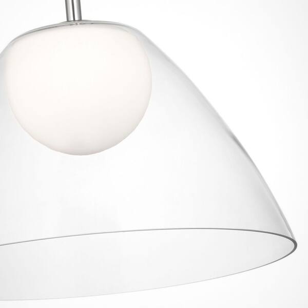 Generation Lighting - Suma 16 in. W x 16.375 in. H 1-Light Brushed Nickel Modern Pendant Light with White Opal Etched and Clear Glass Shade