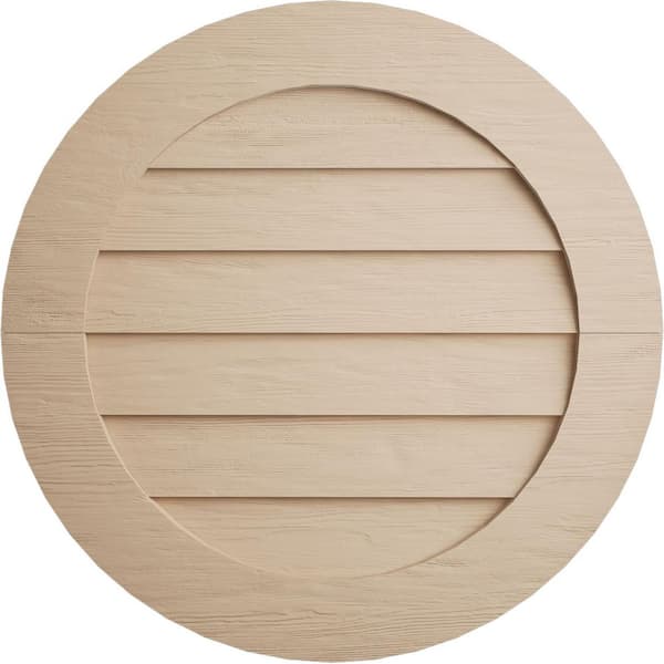 Round 30 in. x 30 in. Primed Tan Timberthane Polyurethane Rough Sawn Non-Functional Gable Vent