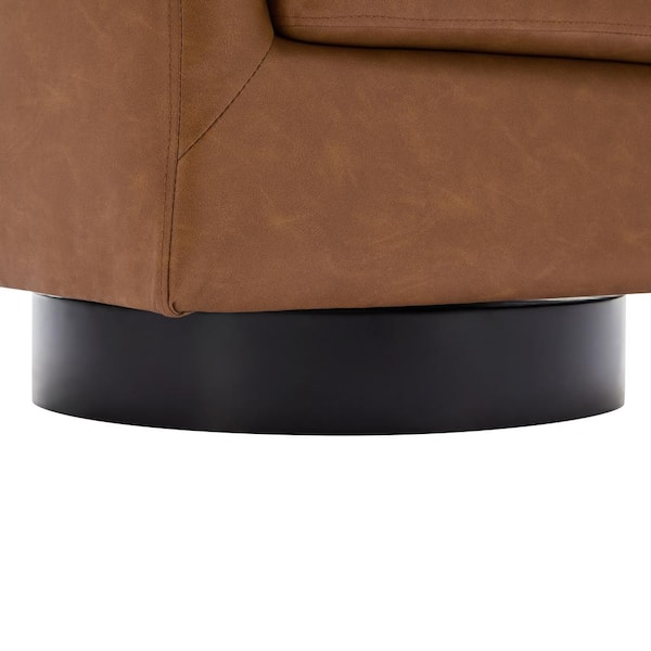 Uixe Brown PU Leather Upholstered 360°Swivel Arm Chair With Uixe Brown PU Leather Upholstered 360°Swivel Arm Chair With
