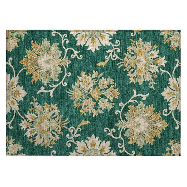 Chantille Machine Washable Indoor/Outdoor Abstract ACN3133 Emerald 2 ft. x 3 ft. Accent Rug