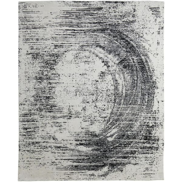 8 ft. x 10 ft. Black and Gray Abstract Hand Woven Area Rug