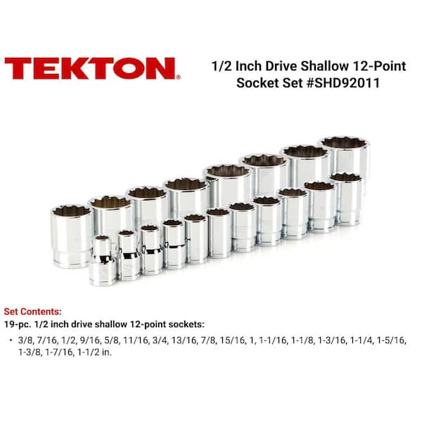 1/2 in. Drive 12-Point Socket Set (19-Piece)